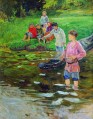children fishermen Nikolay Bogdanov Belsky kids child impressionism